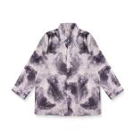 Storm Marble Satin Shirt – Abstract Grey Swirl Print with Gloss Finish & Classic Spread Collar