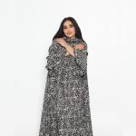 Wide-cut reception gown made of Italian crepe