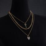 Artificial Locked in Love Triple Layer Necklace Set